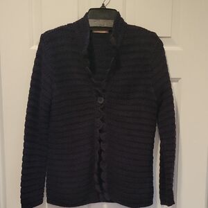 Cardigan Sweater  One Button Chunky Knit Grandmacore